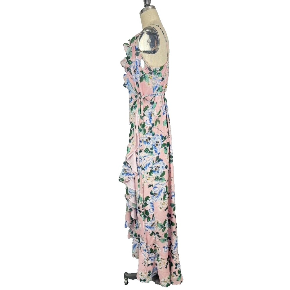 Yumi Kim Meadow Wonder Garden Blush Maxi Wrap Dress L Floral Sleeveless Wedding - Picture 5 of 11